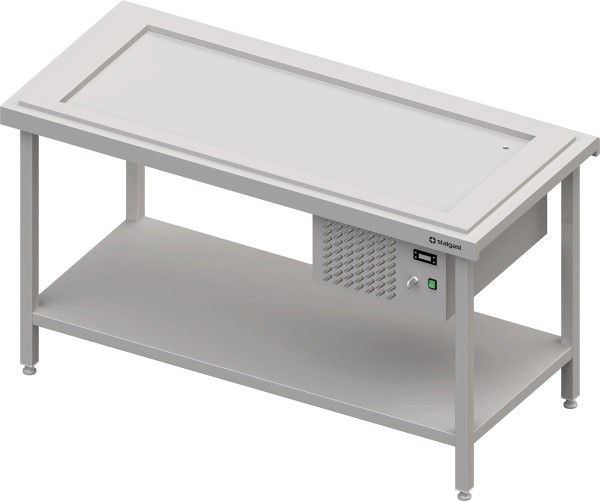 STALGAST Kaltausgabe mit einer Kühlplatte 4x GN1/1, 1570x735x880, Edelstahlabdeckung