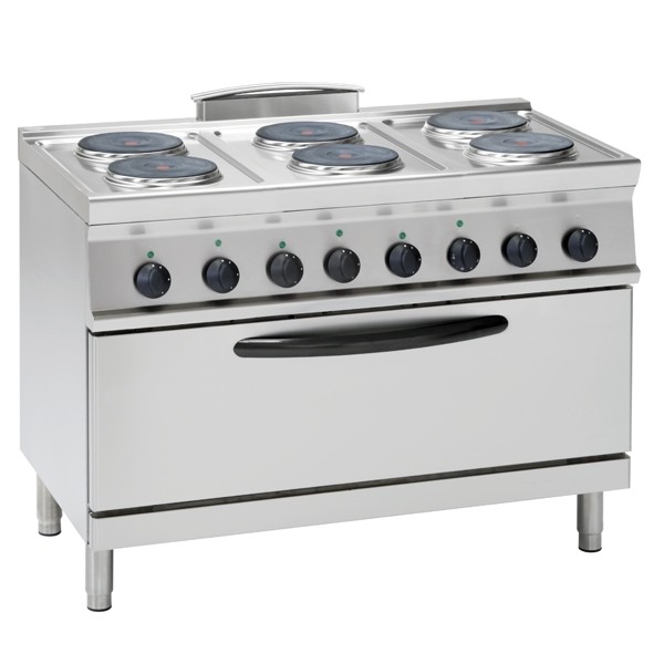 Tecnoinox Herd, Elektro, 6 Platten, rund, XXL Backofen, 21,9 kW
