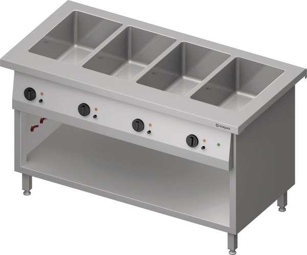 STALGAST Bain-Marie-Station "Free Flow" 4x GN1/1-Becken, 1465x735x880 mm Edelstahlabdeckung