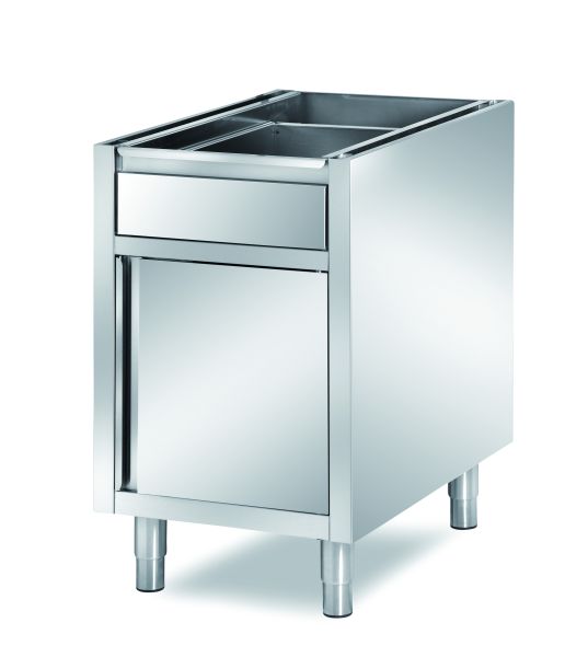 GASTROXTREM Edelstahl-Unterbauelement mit Flügeltür und Schublade