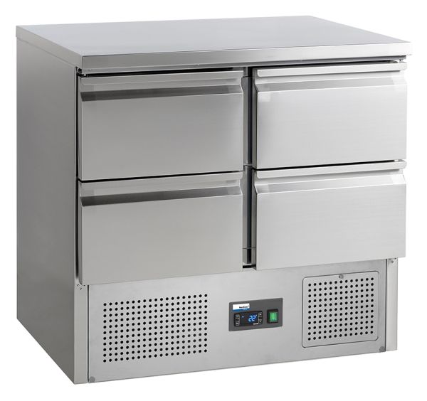 COOL by Nordcap Kühltisch KT-9-4Z, 4 Laden, Edelstahl, Umluftkühlung