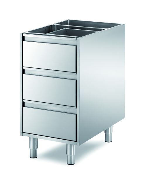 GASTROXTREM Edelstahl-Unterbauelement mit 3 Schubladen