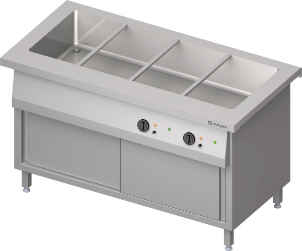 STALGAST Bain-Marie-Station "Free Flow" mit einem Becken 4x GN1/1, Wärmeschrank und Schiebetüren, 14