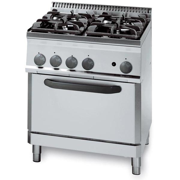 Tecnoinox Gasherd, 4 Brenner, Elektro-Backofen, 19,5 kW