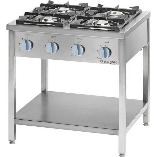 STALGAST Gasherd Serie 900 - 4-Brenner (3,5+2x5+7), 20,5 kW, G20, 900 x 900 x 850 mm (BxTxH)