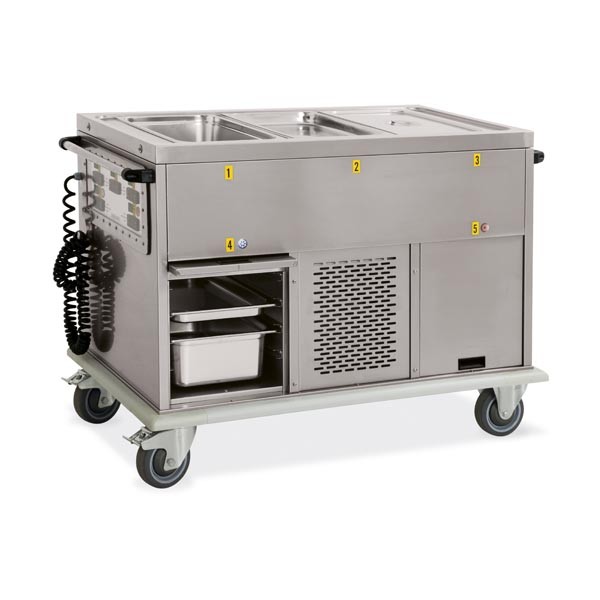 Bain-Marie-Wagen, 2 x GN 1/1 mit Unterbau gekühlt