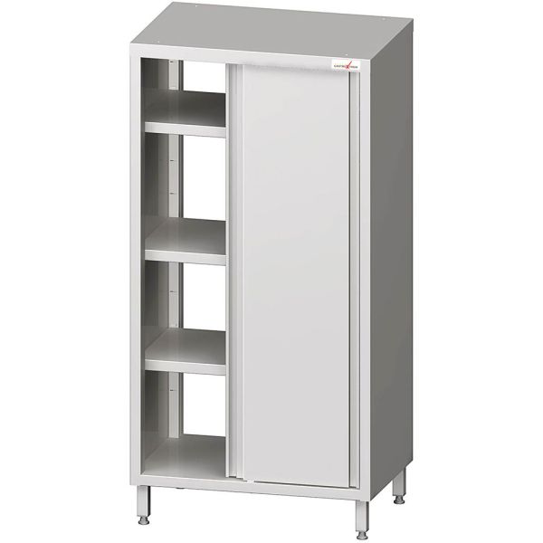 GASTROXTREM Edelstahl Durchreiche-Hochschrank mit Schiebetüren 1800mm Höhe - versch. Ausführungen