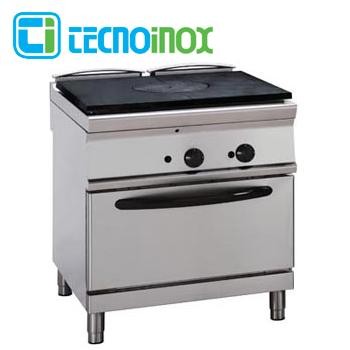 Gas-Glühplattenherd mit großer Fortkochplatte 18 kW Tecnoinox PPF8GG9 und Gasbackofen GN 2/1