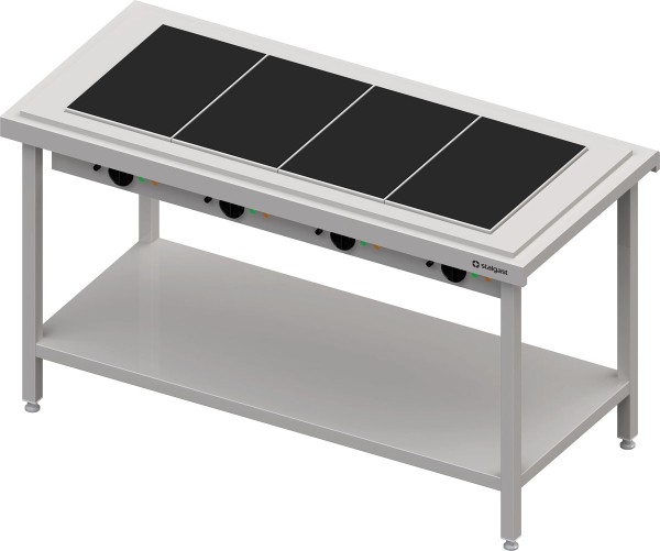 STALGAST Warmausgabe mit einer Glaskeramik-Wärmeplatte 4x GN1/1, 1570x735x880, Granitabdeckung "Stan