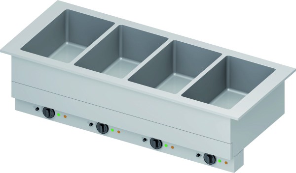 STALGAST Bain-Marie "Drop-In" 4x GN1/1 Einzelbecken 1480x620x390 mm Edelstahlabdeckung