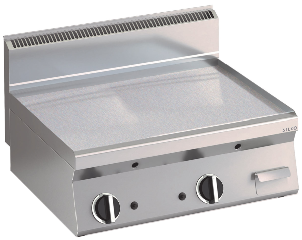 KBS Gas Grillplatte glatt aus Edelstahl Fläche 595x555mm 2 Heizzonen Tischgerät